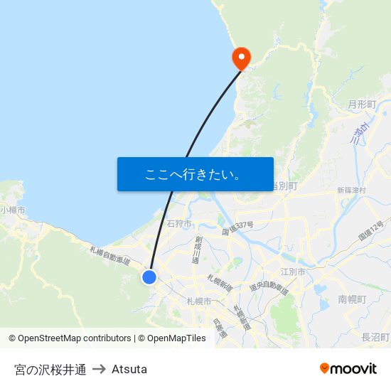 宮の沢桜井通 to Atsuta map