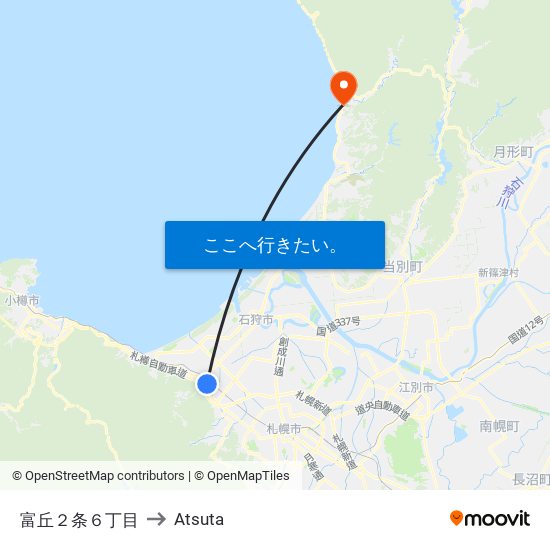 富丘２条６丁目 to Atsuta map