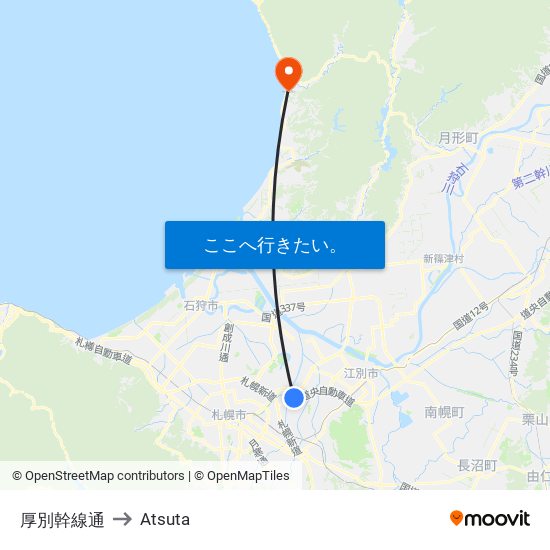 厚別幹線通 to Atsuta map