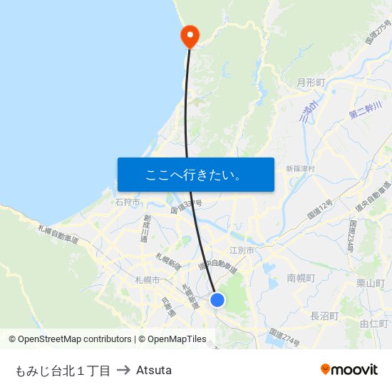 もみじ台北１丁目 to Atsuta map