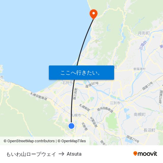 もいわ山ロープウェイ to Atsuta map