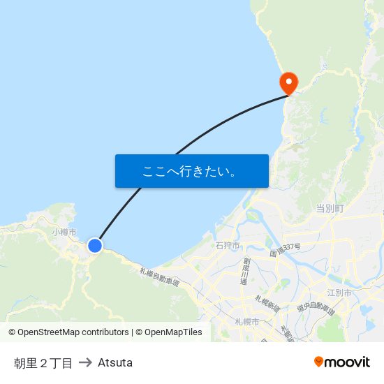 朝里２丁目 to Atsuta map