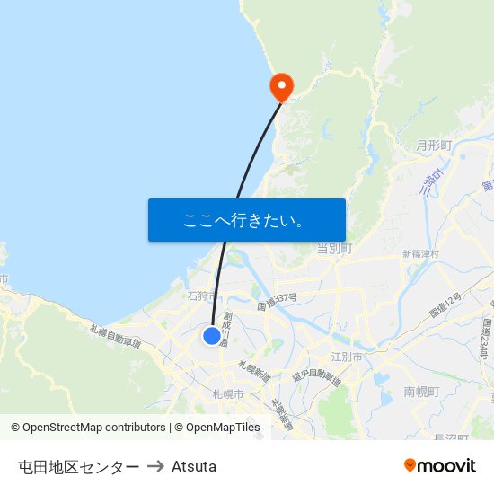 屯田地区センター to Atsuta map