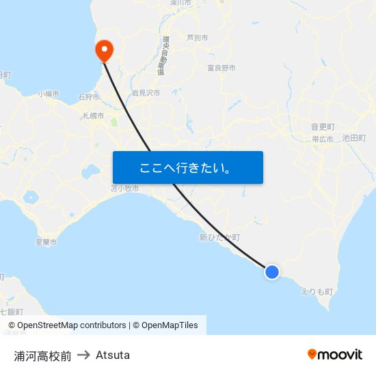 浦河高校前 to Atsuta map