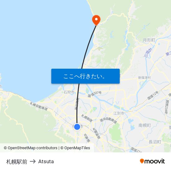 札幌駅前 to Atsuta map