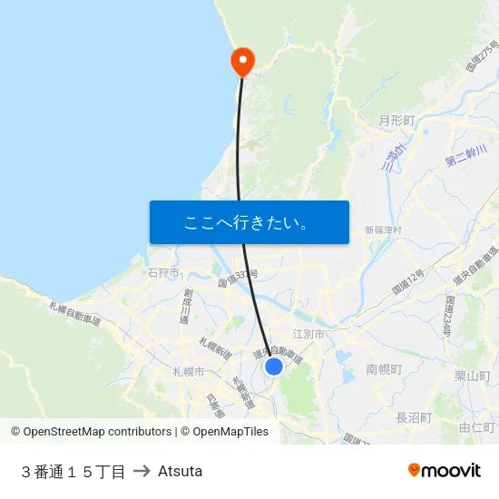３番通１５丁目 to Atsuta map
