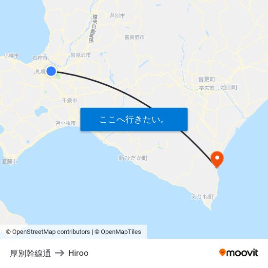 厚別幹線通 to Hiroo map