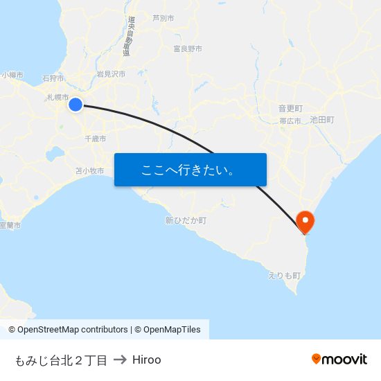 もみじ台北２丁目 to Hiroo map