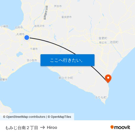 もみじ台南２丁目 to Hiroo map