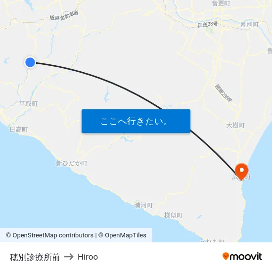 穂別診療所前 to Hiroo map