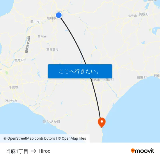 当麻1丁目 to Hiroo map