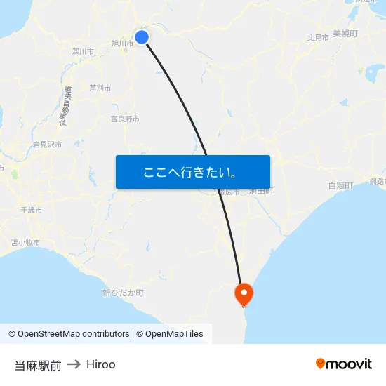 当麻駅前 to Hiroo map