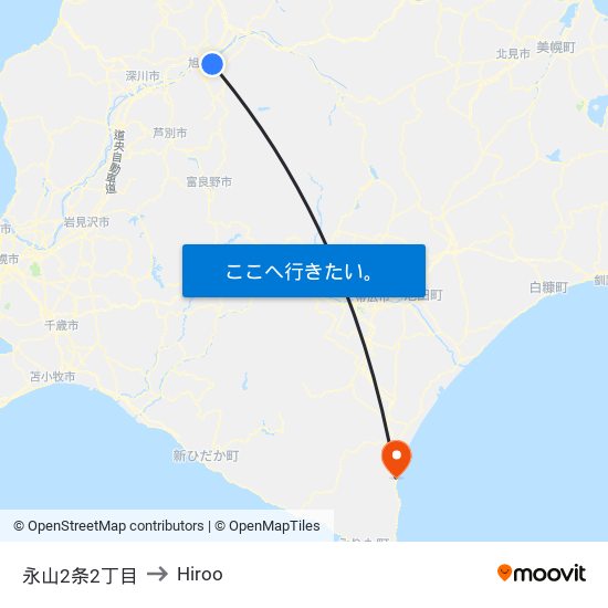 永山2条2丁目 to Hiroo map
