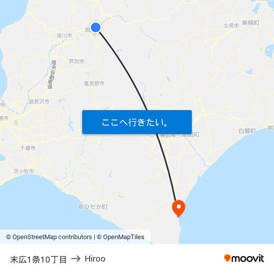 末広1条10丁目 to Hiroo map