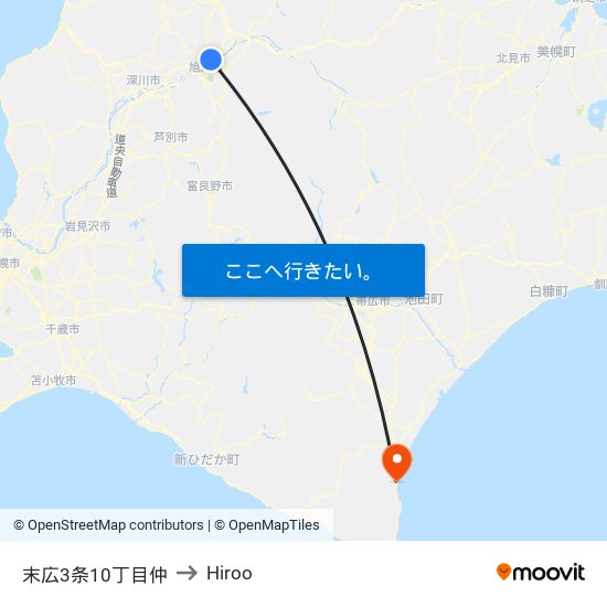 末広3条10丁目仲 to Hiroo map