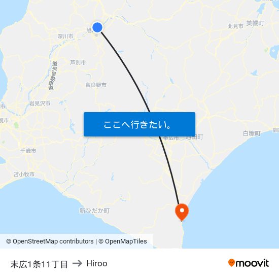 末広1条11丁目 to Hiroo map