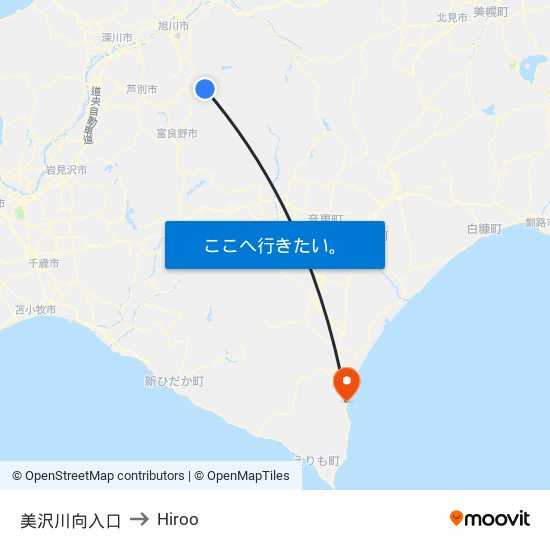 美沢川向入口 to Hiroo map
