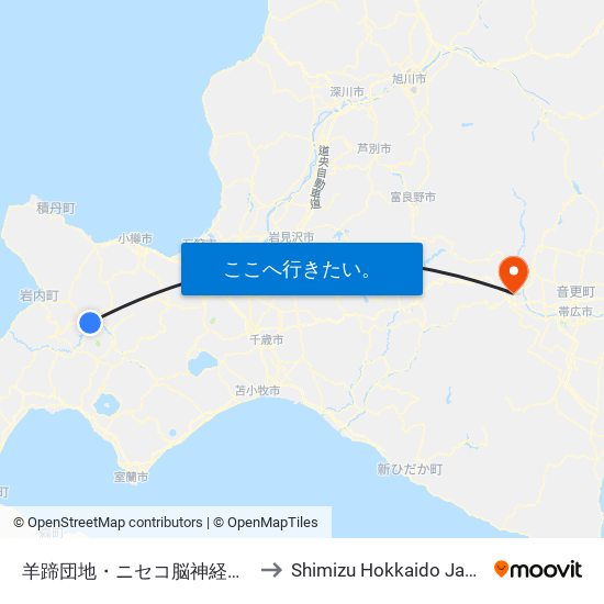 羊蹄団地・ニセコ脳神経外科 to Shimizu Hokkaido Japan map