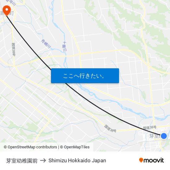 芽室幼稚園前 to Shimizu Hokkaido Japan map