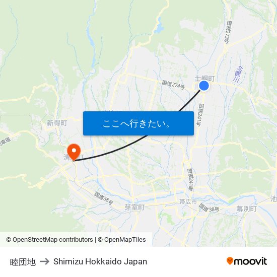 睦団地 to Shimizu Hokkaido Japan map