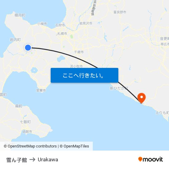 雪ん子館 to Urakawa map