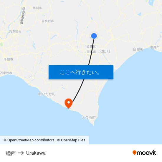 睦西 to Urakawa map