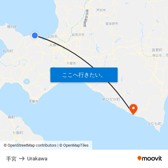 手宮 to Urakawa map