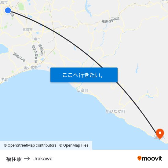 福住駅 to Urakawa map