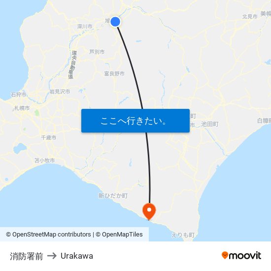 消防署前 to Urakawa map