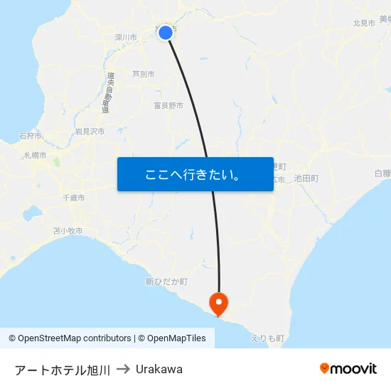 アートホテル旭川 to Urakawa map