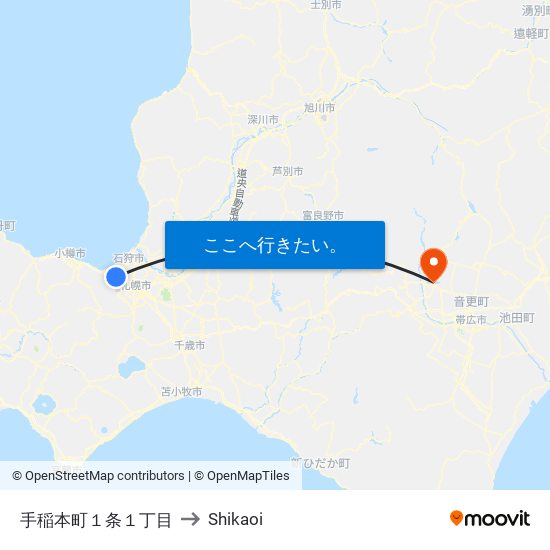 手稲本町１条１丁目 to Shikaoi map