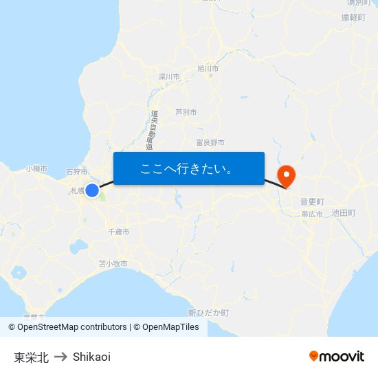 東栄北 to Shikaoi map
