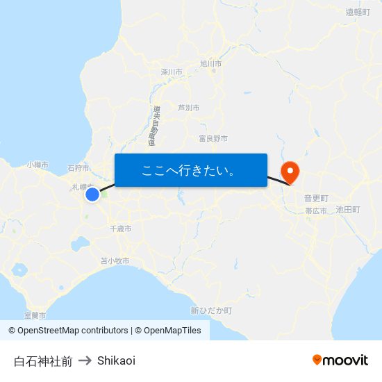 白石神社前 to Shikaoi map