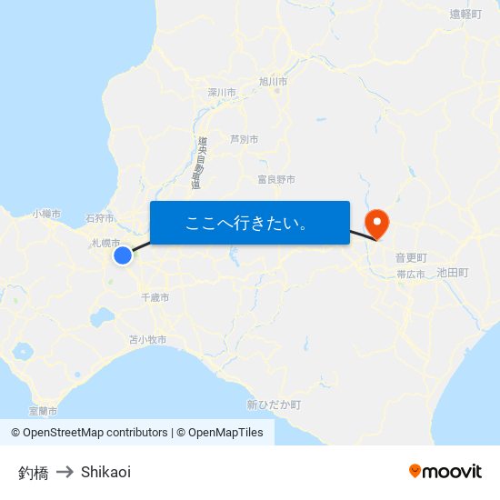 釣橋 to Shikaoi map