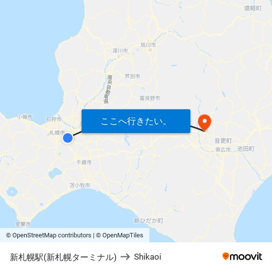 新札幌駅(新札幌ターミナル) to Shikaoi map