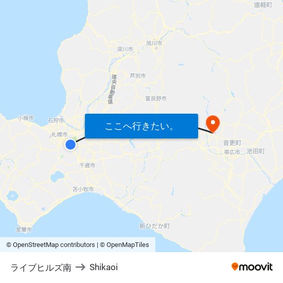 ライブヒルズ南 to Shikaoi map