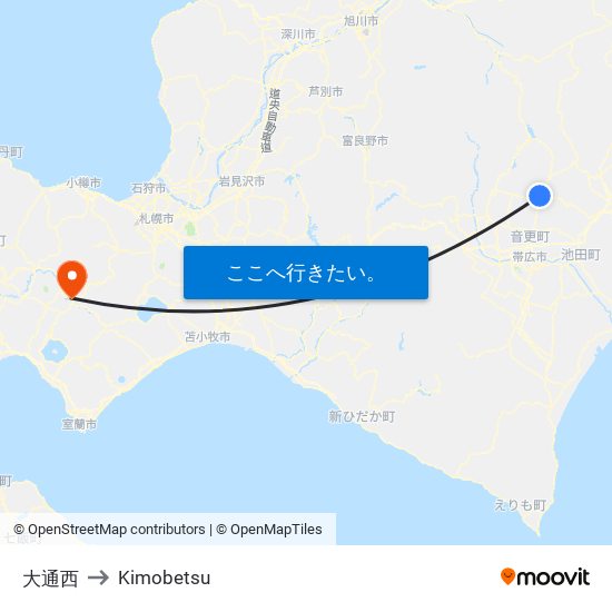 大通西 to Kimobetsu map