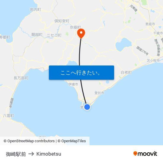 御崎駅前 to Kimobetsu map