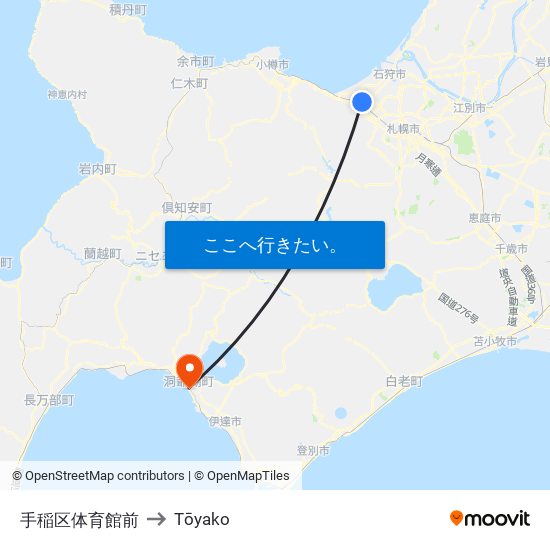 手稲区体育館前 to Tōyako map