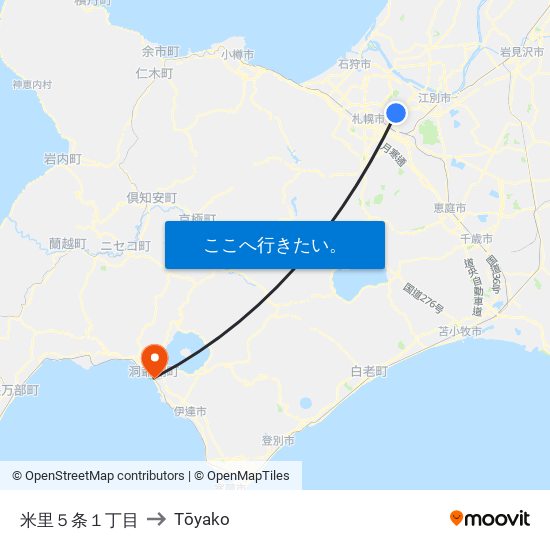 米里５条１丁目 to Tōyako map