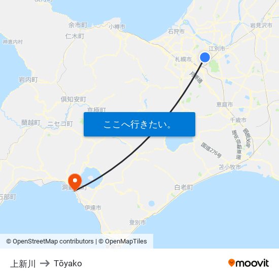 上新川 to Tōyako map