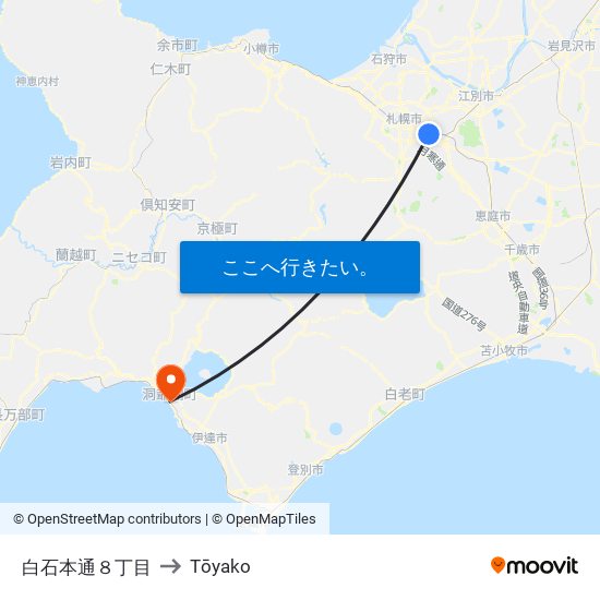 白石本通８丁目 to Tōyako map