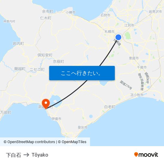 下白石 to Tōyako map
