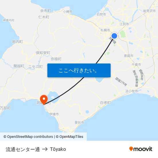 流通センター通 to Tōyako map