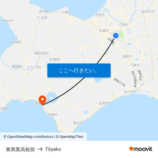 東商業高校前 to Tōyako map