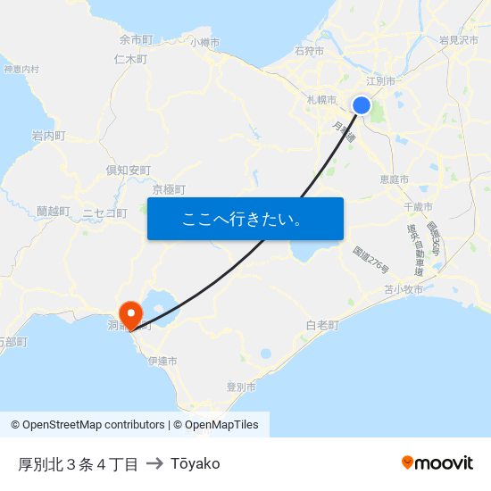 厚別北３条４丁目 to Tōyako map