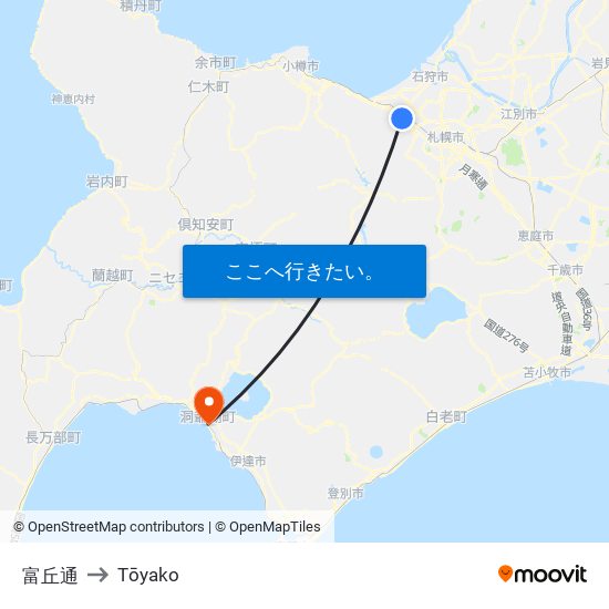 富丘通 to Tōyako map