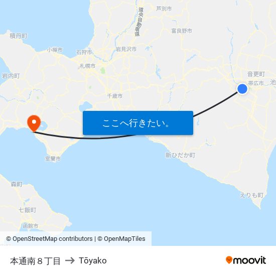 本通南８丁目 to Tōyako map