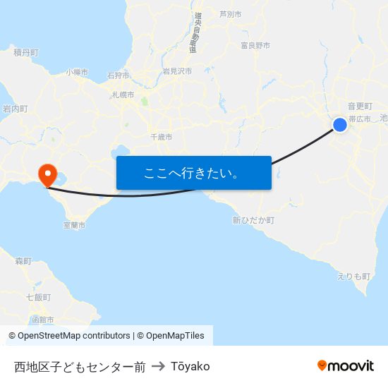 西地区子どもセンター前 to Tōyako map