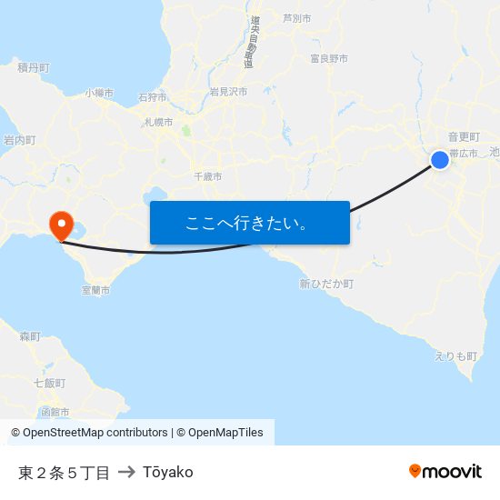 東２条５丁目 to Tōyako map